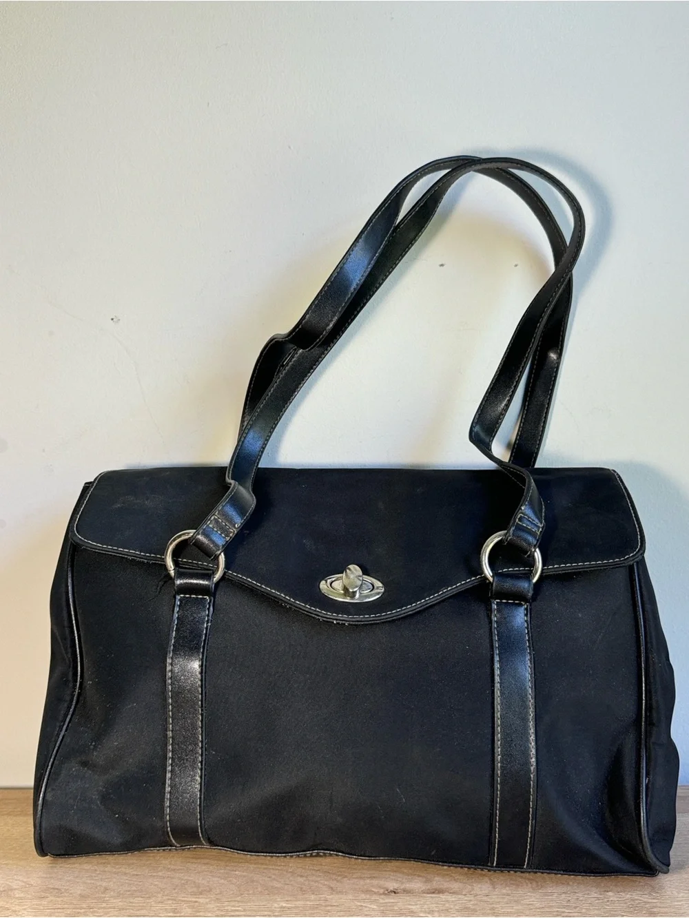 Men's Black Duffel Bag with Turn-Lock Closure